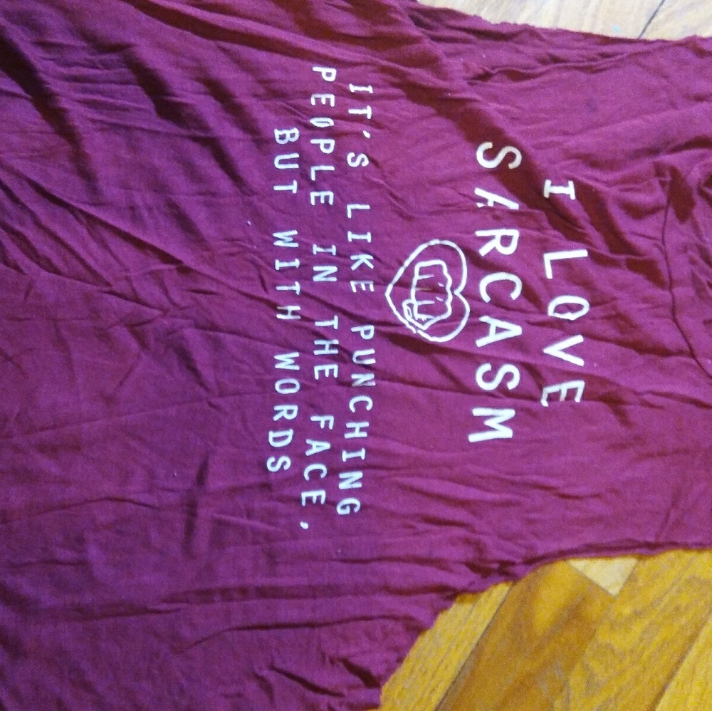 Red muscle tank with Sarcasm quote